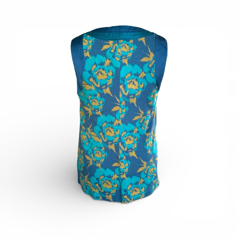 Fossil Floral Teal Floral Sleeveless Blouse - Picture 6 of 9